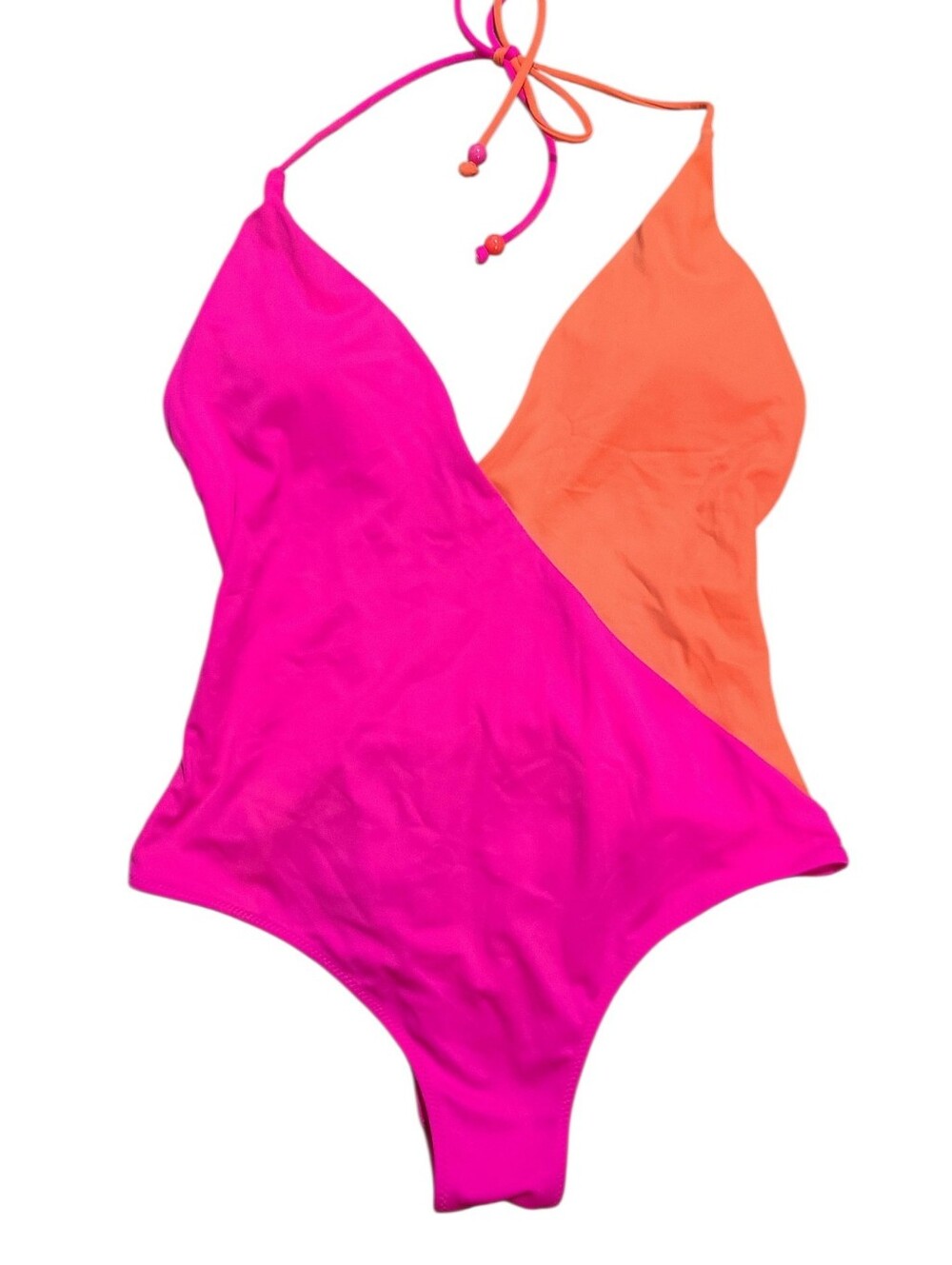 Colorblock Pink & Orange One-Piece Swimsuit - Picture 7 of 7